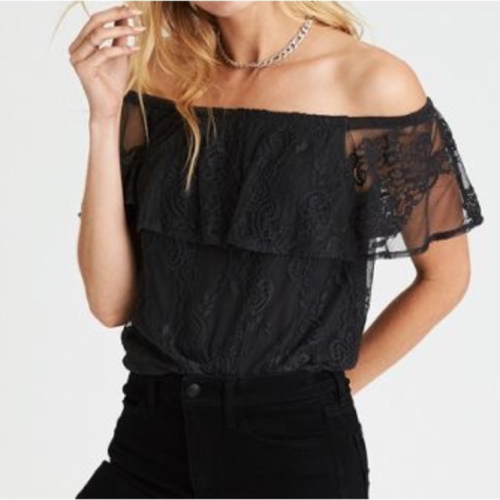 American Eagle Off The Shoulder Lace Blouse